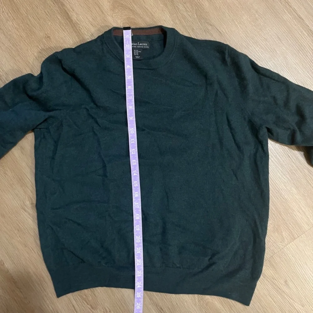 NWOT Christian LaCroix 100% Merino Wool Crew Neck Sweater/Forest Green/Size XXL
